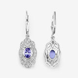 1.12 Carat Genuine Tanzanite and White Topaz .925 Sterling Silver Earrings