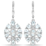 2.93 Carat Genuine Aquamarine and White Topaz .925 Sterling Silver Earrings