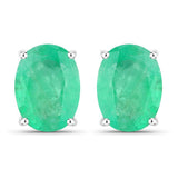 2.40 Carat Genuine Zambian Emerald 10K White Gold Earrings