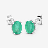 2.40 Carat Genuine Zambian Emerald 10K White Gold Earrings
