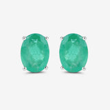 2.40 Carat Genuine Zambian Emerald 10K White Gold Earrings