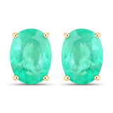 2.40 Carat Genuine Zambian Emerald 10K Yellow Gold Earrings