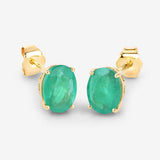 2.40 Carat Genuine Zambian Emerald 10K Yellow Gold Earrings
