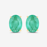 2.40 Carat Genuine Zambian Emerald 10K Yellow Gold Earrings