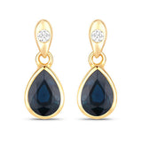 1.65 Carat Genuine Blue Sapphire and White Diamond 10K Yellow Gold Earrings