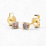0.31 Carat Genuine Champagne Diamond 14K Yellow Gold Earrings (I1-I2)
