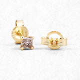 0.31 Carat Genuine Champagne Diamond 14K Yellow Gold Earrings (I1-I2)