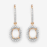 0.32 Carat Genuine White Diamond 14K Yellow Gold Semi Mount Earrings - holds 8x6mm Oval Gemstones