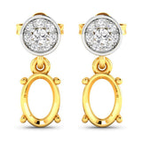 0.11 Carat Genuine White Diamond 14K Yellow Gold Semi Mount Earrings - holds 7x5mm Oval Gemstones