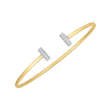 14k Two Tone Gold Diamond Tee Bar Bangle (2.00 mm)