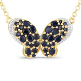 3.83 Carat Genuine Blue Sapphire and White Zircon .925 Sterling Silver Pendant