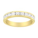 IGI Certified 18K Yellow Gold 1.0 Cttw Channel Set Round-Cut Diamond 11 Stone Anniversary/Wedding Band Ring (I-J Color, I1-I2 Clarity) - Size 9.5