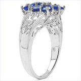 1.65 Carat Genuine Tanzanite .925 Sterling Silver Ring
