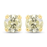 0.95 Carat Genuine LB Diamond 14K Yellow Gold Earrings