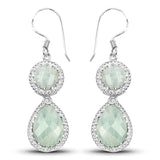 11.82 Carat Genuine Aquamarine .925 Sterling Silver Earrings