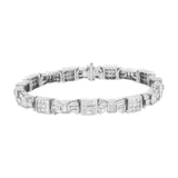 14K Yellow Gold 9.0 Cttw Diamond Alternating Bow and Box Link Bracelet (G-H Color, VS1-VS2 Clarity)- 7"