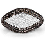 0.50 Carat Genuine Champagne Diamond and White Diamond .925 Sterling Silver Ring