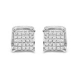 10K White Gold 1/2 Cttw Princess Cut Diamond Square Shaped Multi Stone Stud Earrings (H-I Color, SI1-SI2 Clarity)