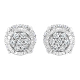 .925 Sterling Silver 1/3 cttw Round-cut Diamond Floral Stud Earring (I-J Clarity, I3 Color)