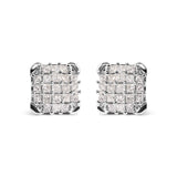 10K White Gold 3/4 Cttw Princess Diamond Composite Open Frame Stud Earrings (I-J Color, I1-I2 Clarity)
