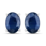 1.90 Carat Genuine Blue Sapphire 14K White Gold Earrings