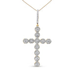 10K Yellow Gold 5/8 Cttw Miracle Set Round Diamond Circle Link Cross Pendant Necklace for Men (H-I Color, SI1-SI2 Clarity) - NO CHAIN INCLUDED