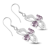 4.06 Carat Genuine Pink Amethyst & White Topaz .925 Sterling Silver Earrings