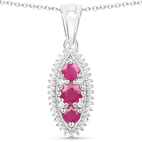 4.32 Carat Genuine Ruby and White Topaz .925 Sterling Silver 3 Piece Jewelry Set (Ring, Earrings, and Pendant w/ Chain)