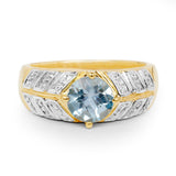14K Yellow Gold Plated 1.70 Carat Genuine Blue Topaz .925 Sterling Silver Ring