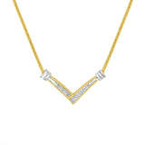 14K Yellow and White Gold 1/4 Cttw Princess Cut Diamond Channel-Set â€œVâ€ Shape 18" Pendant Necklace (H-I Color, SI2-I1 Clarity)