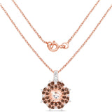 18K Rose Gold Plated 1.61 Carat Genuine Morganite, Smoky Quartz and White Zircon .925 Sterling Silver Pendant