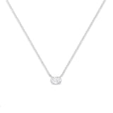 IGI Certified 10K White Gold 1/2 cttw Lab Grown Oval Shape Solitaire Diamond East West 18" Pendant Necklace (E-F Color, VS1-VS2 Clarity)