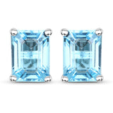 3.20 Carat Genuine Swiss Blue Topaz .925 Sterling Silver Earrings