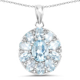 7.65 Carat Genuine Blue Topaz .925 Sterling Silver Pendant