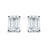 14K White Gold 2.0 Cttw Emerald Cut Lab Grown Diamond Solitaire Stud Earrings (G-H Color, VS1-VS2 Clarity)