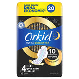 Orkid Ultra Gece Ekstra Overnight Hygienic Pads for Women - Extra Absorbency, 20 Count