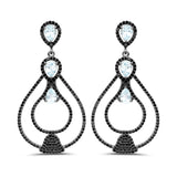 8.81 Carat Genuine Blue Topaz and Black Spinel .925 Sterling Silver Earrings