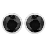 .925 Sterling Silver 4.00 Cttw Round Brilliant-Cut Black Diamond Bezel-Set Stud Earrings with Screw Backs (Fancy Color-Enhanced, I2-I3 Clarity)