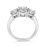 14K White Gold 2.00 Cttw Lab Grown Diamond 3 Stone Ring Band (F-G Color, VS1-VS2 Clarity) - Ring Size 7