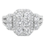 14K White Gold 2 1/4 Cttw Diamond Cocktail Cluster Ring (G-H Color, SI2-I1 Clarity) - Size 7