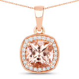 1.36 Carat Genuine Morganite and White Diamond 14K Rose Gold Pendant