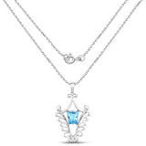 5.68 Carat Genuine Swiss Blue Topaz .925 Sterling Silver Pendant