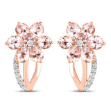 1.66 Carat Genuine Morganite and White Topaz .925 Sterling Silver Earrings
