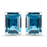 3.90 Carat Genuine London Blue Topaz .925 Sterling Silver Earrings