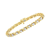 10K Yellow Gold Plated Sterling Silver 1 cttw Diamond Link Bracelet (J-K Clarity, I1-I2 Color) - Size 7"
