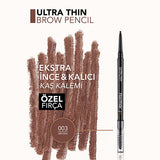 Flormar Ultra Thin Eyebrow Pencil - Waterproof, Long-Lasting, Precision Tip & Brow Brush - Eyebrow Makeup for Natural Look