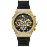 Guess Men's Momentum Black Gold Tone Multi-function
