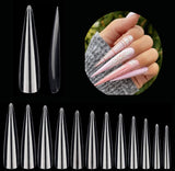 Full Cover 3XL Stiletto  Clear Nail Tips Bag 0 to 11 - 360pc
