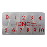 Stiletto Nail Tips Box 0 to 10 – Clear DND
