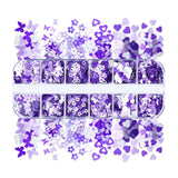 12 Grids Sequin Mix Purple - Heart, Butterfly, Flower # 6